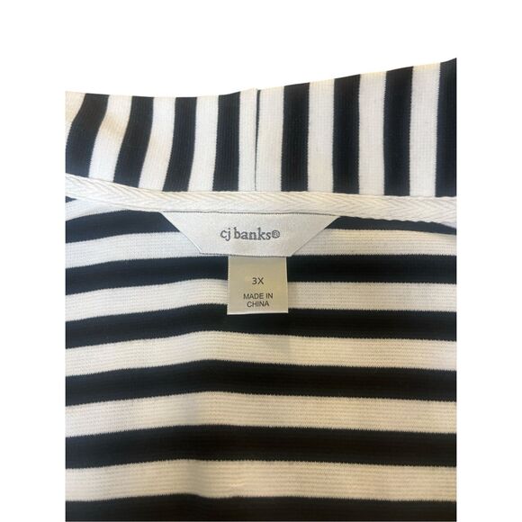 CJ Banks knit wrap / jacket black & white striped sz 3X - Picture 3 of 3